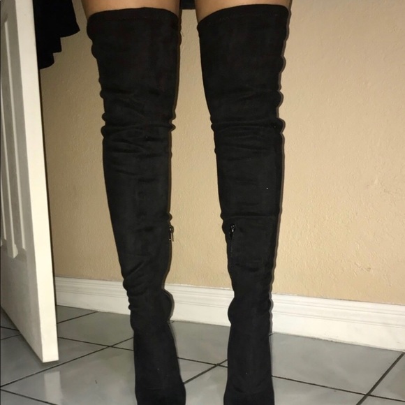Lilianna black Knee high suede boots - Picture 3 of 4